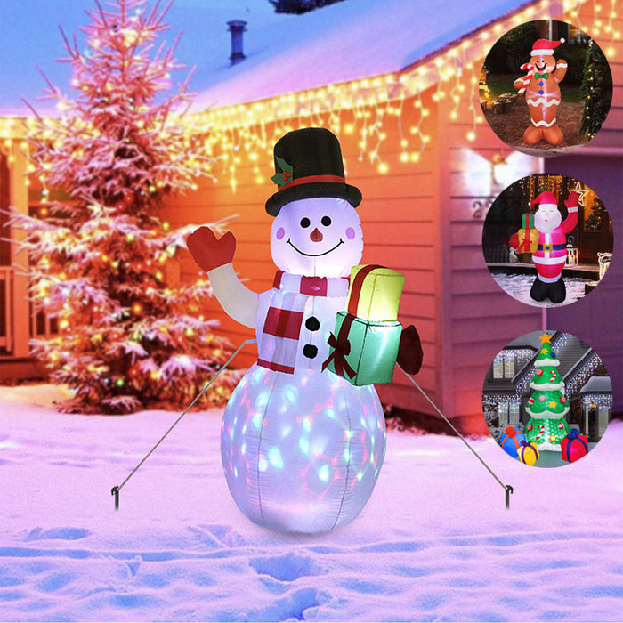 Luces LED navideñas, árbol de Papá Noel brillante, muñeco de nieve, muñeca inflable, decoración de jardín y patio al aire libre