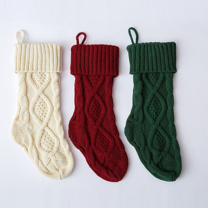 Sac de bonbons en forme de chaussettes de laine tricotées de Noël