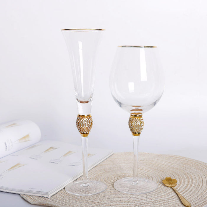 Champagne goblet with diamond wine vessel