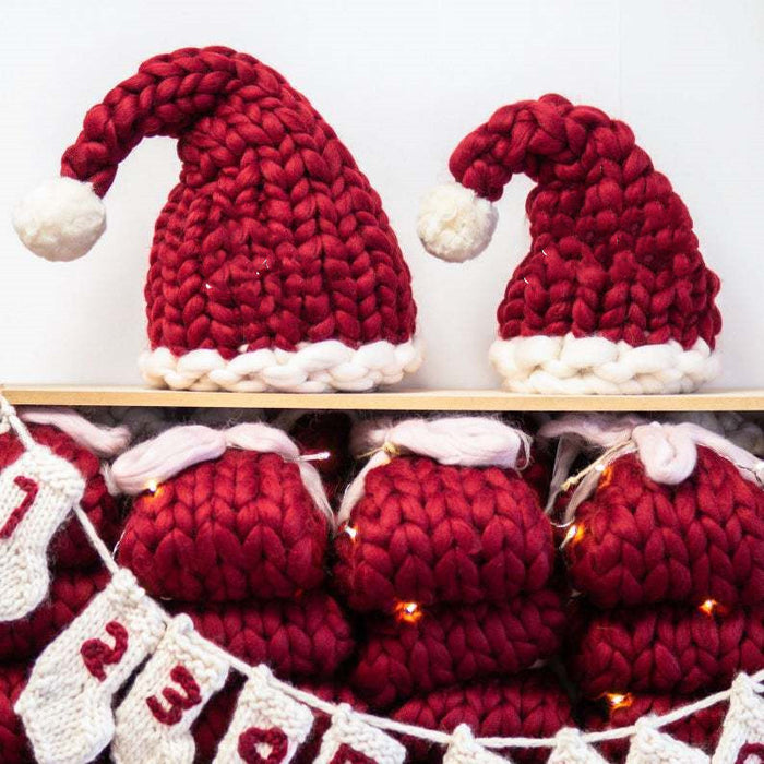 Gorro de lana de Navidad cálido invierno suelto creativo tejido a mano Papá Noel sombrero para padres e hijos Feliz Año Nuevo