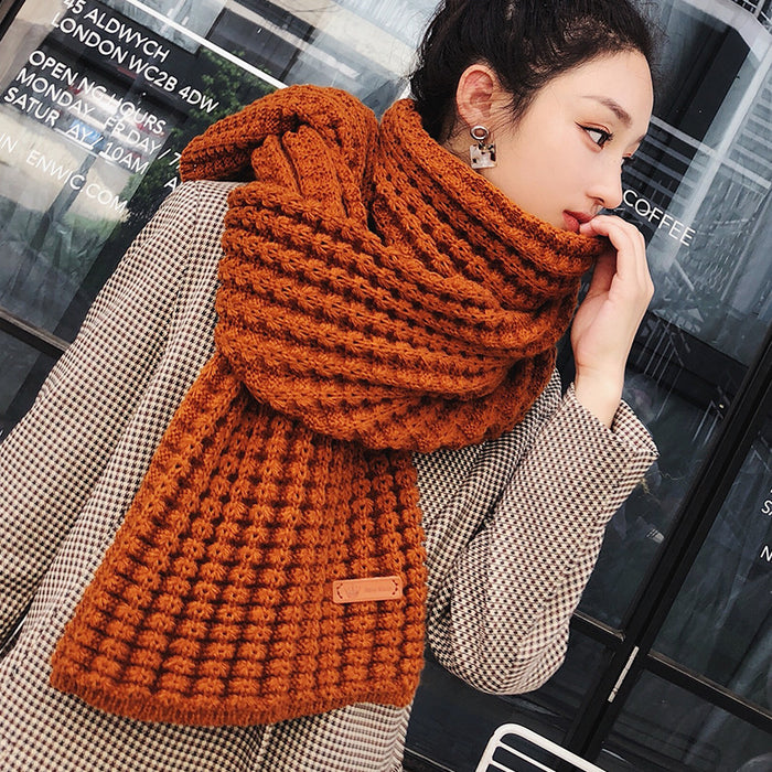 Bufanda de lana cálida, gruesa y sencilla para mujer