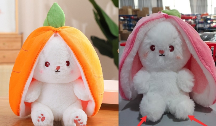 Wanghong mignon se transforme en jouet en peluche de poupée de lapin aux fraises