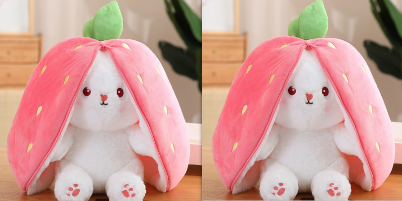 Wanghong Cute se transforma em brinquedo de pelúcia de boneca de coelho de morango