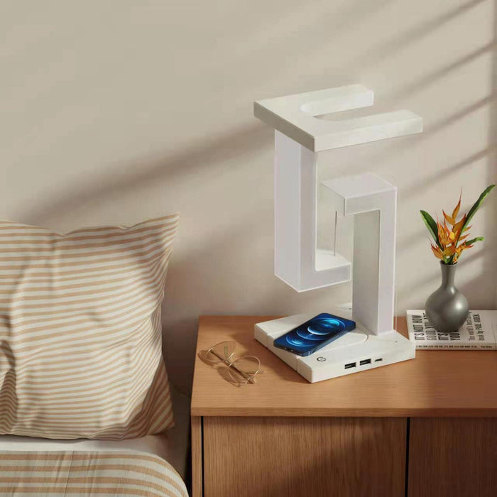 Criativo smartphone carregamento sem fio suspensão candeeiro de mesa equilíbrio flutuante para casa quarto