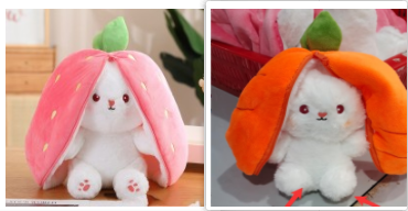 Wanghong mignon se transforme en jouet en peluche de poupée de lapin aux fraises