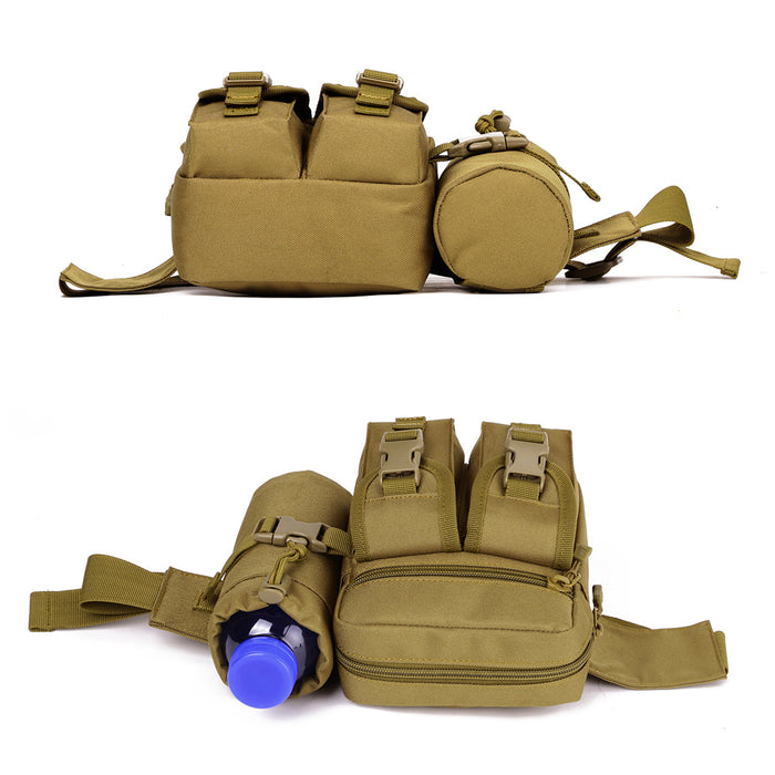 Bolsa de cintura para acampamento ao ar livre, bolsa tática de nylon à prova d'água militar com bolsos para garrafa de água para viagens, equitação, caminhadas, escalada