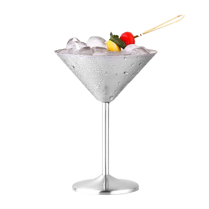 Stainless Steel Cocktail Glass Goblet Martini Glass Triangle Glass Metal Champagne Glass