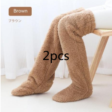 Chaussettes longues et pelucheuses au-dessus du genou, bas chauds et froids pour l'hiver, bas résistants au froid, pour dormir au sol de la maison