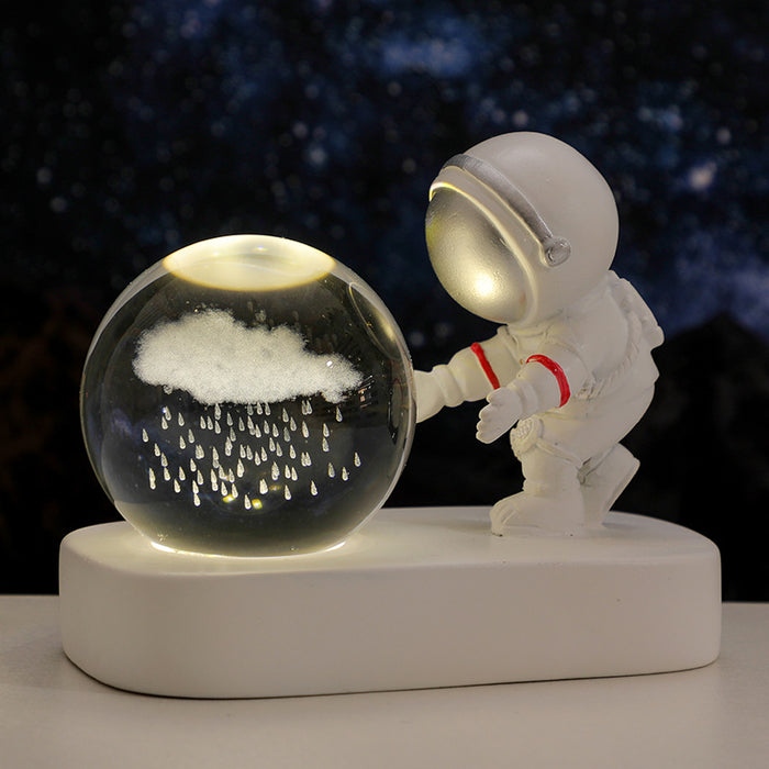 Luminosa galassia planetaria astronauta sfera di cristallo luci notturne USB alimentazione calda luce da comodino lampada da notte regalo di compleanno