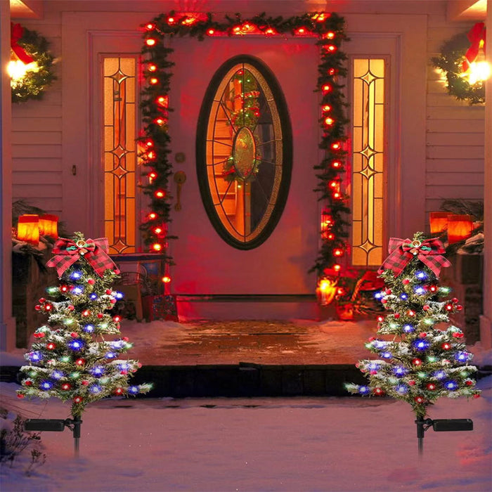Decorazioni natalizie per esterni impermeabili Albero di Natale solare 2 modalità Paletto da giardino Luce da percorso natalizio per l'arredamento del giardino