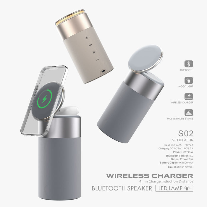 Chargeur sans fil multifonction 3 en 1 pour IPhone et AirPods, haut-parleur Bluetooth Portable avec lampe tactile pour la maison et le bureau