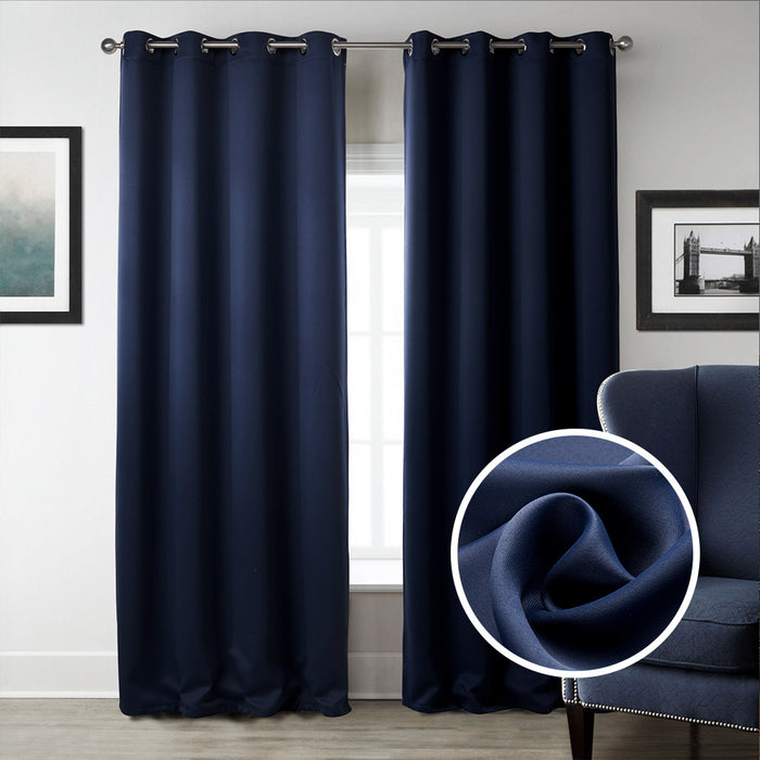 Cortinas estampadas de tela opaca para dormitorio azul oscuro