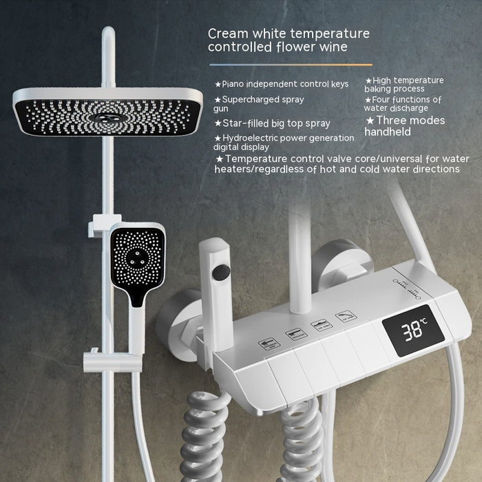 Bath Intelligent Digital Temperature Display Shower System Head Faucet Set