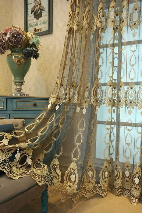 Pantallas de ventana bordadas en relieve de alta gama para sala de estar y dormitorio, sombreado de franela italiana