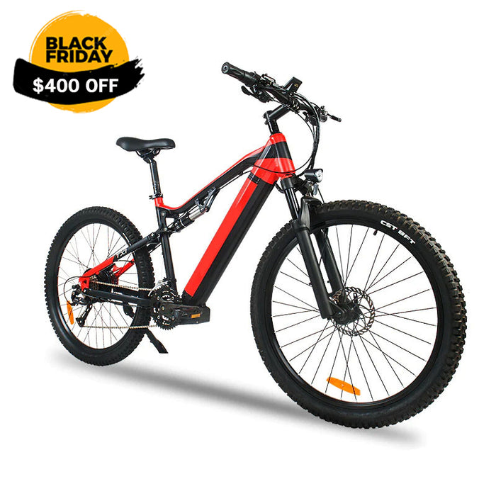 Red 500W Electric Ebike - 27.5 Inch Electric Mountain Bicycle 48V 27 Speed - Bafang Motor