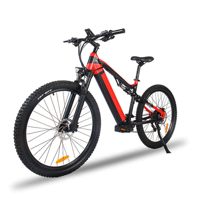 Bicicleta eléctrica eléctrica roja de 500 W - Bicicleta de montaña eléctrica de 27,5 pulgadas 48 V 27 velocidades - Motor Bafang