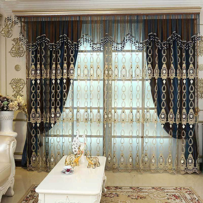 Moustiquaires de fenêtre brodées en relief haut de gamme, pour ombrage en flanelle italienne de salon et de chambre à coucher
