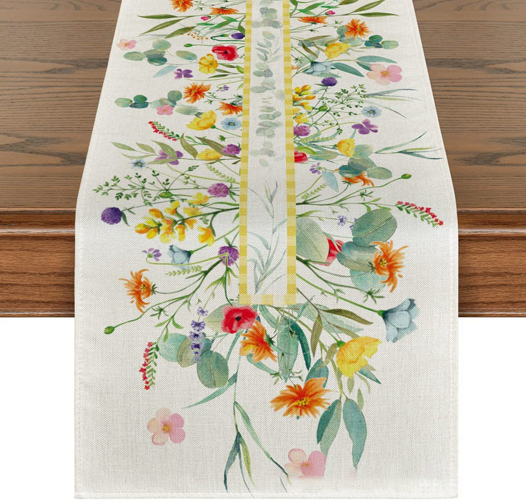 New Spring Pattern Table Runner Linen Material Tablecloth Table Mat