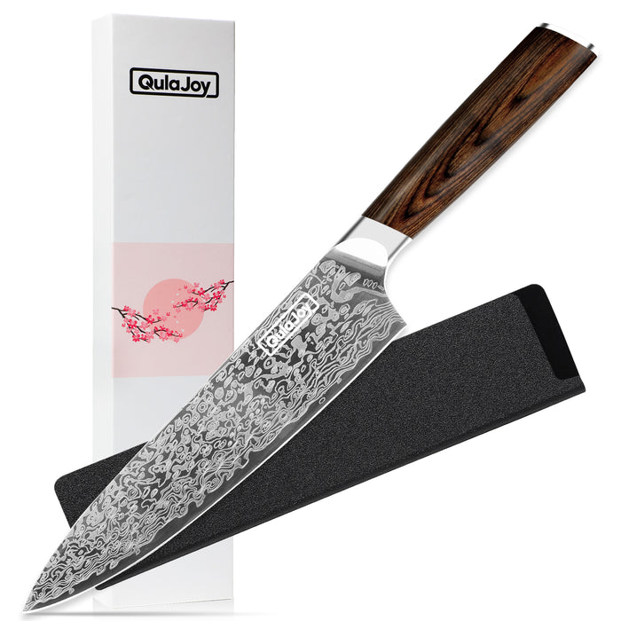 Qulajoy Japanese Chef Knife  Kitchen Knife High Carbon German Steel Cooking Knives Damascus Pattern Japanese Knife With Ergonomic Handle For Home Kitchen Outdoor