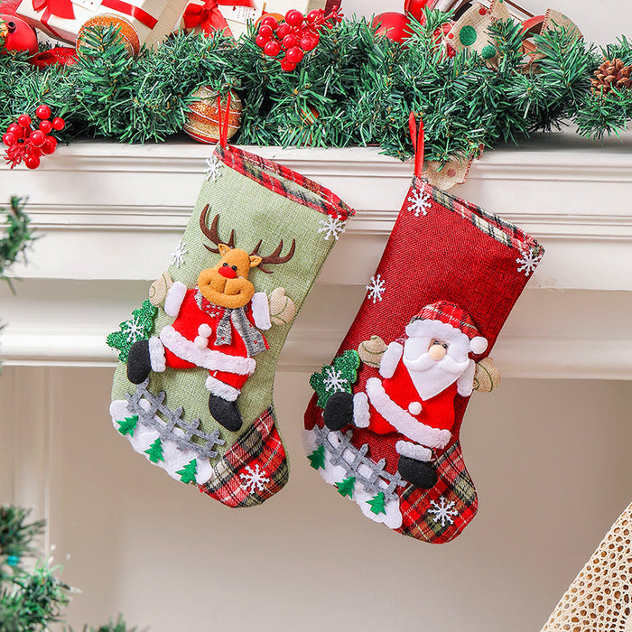 Ornamenti per sacchetti regalo in lino per albero di Natale