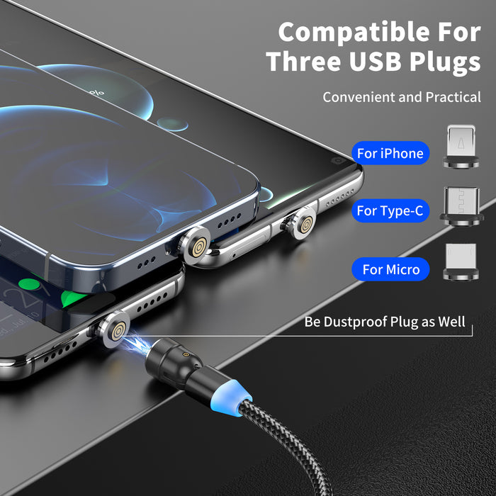 Câble de données magnétique trois-en-un pour chargement de téléphone portable