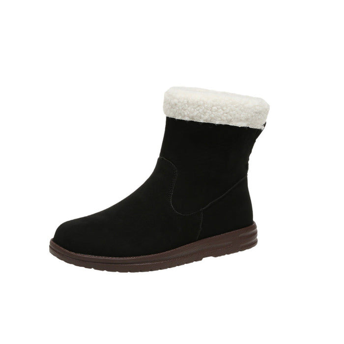 Botas de nieve de invierno para mujer, botas cortas gruesas de lana cálidas con diseño de Zpipeper lateral, zapatos sólidos, nueva moda