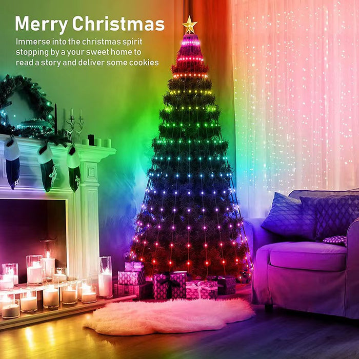 Guirnalda de luces navideñas con Control remoto, línea de Control de puntos, lámpara inteligente, luces de decoración ambiental
