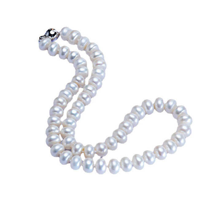 Dailan Schmuck Süßwasser Perle Halskette 10-11mm gedämpft Brot Runde starkes Licht Ball-Taste Halskette Schmuck Fabrik Großhandel