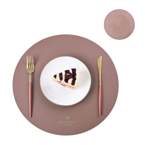 Inyahome Round Leather Placemats for Dining Room Faux Large Pu Placemats